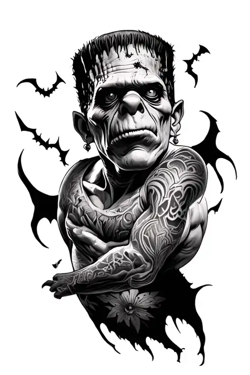 Stitch Halloween Sleeve With Frankenstein