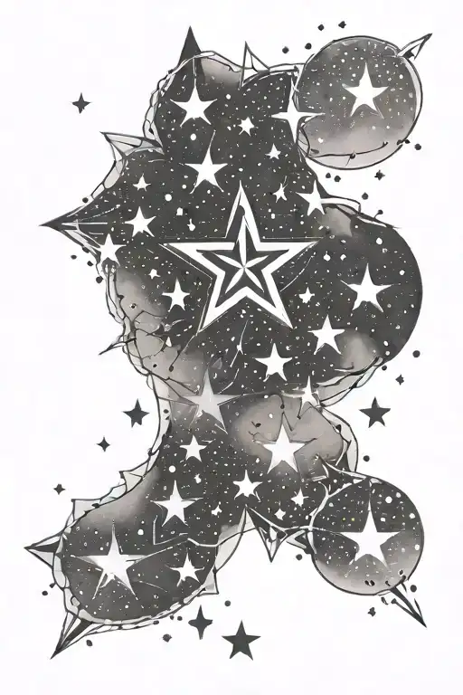 Small Dainty Fineline Star Constellation