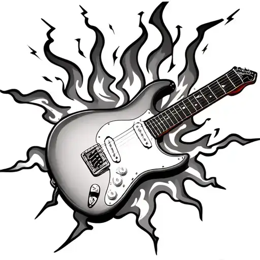Guitar On Fire With Lightning Bolts Piercing