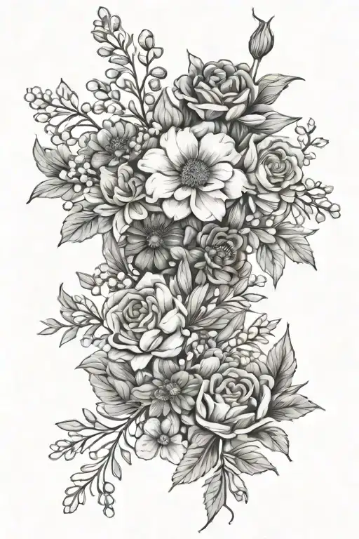 Birth Flower Bouquet With March May July And December