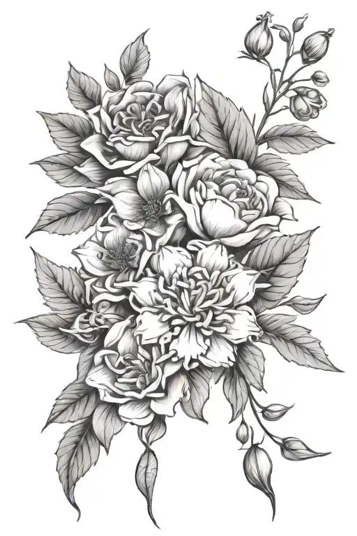 Birth Flower With March May July And December Bouquet