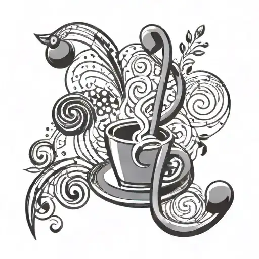 A Tattoo Design Combining Musical Notes And Coffee Beans