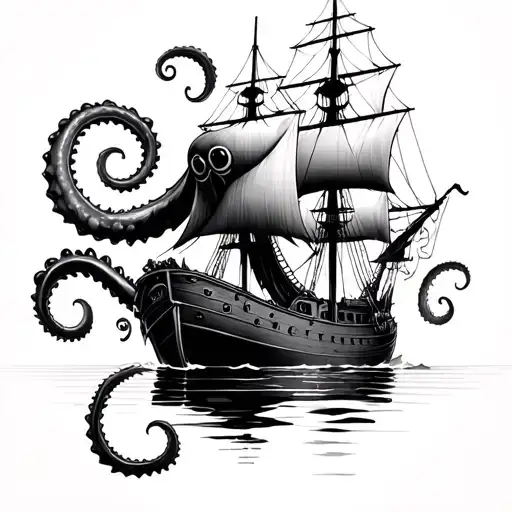 Kraken And Old Ship