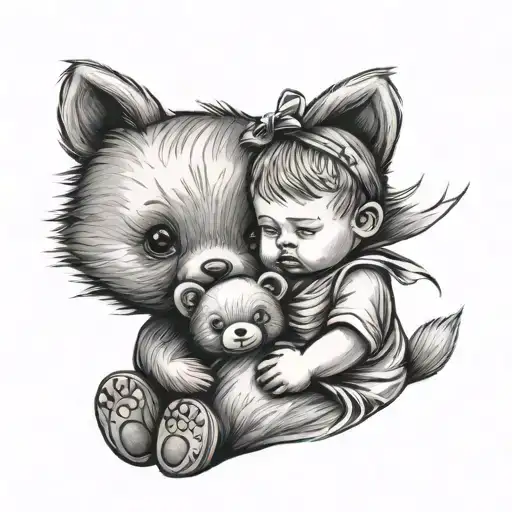 Mother And Baby Boy With Baby Holding A Teddy Bear