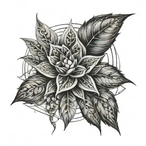 A Mystical Kush Plant Intertwined With Sacred Geometric Patterns