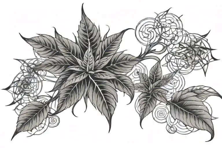 A Mystical Kush Plant Intertwined With Sacred Geometric Patterns