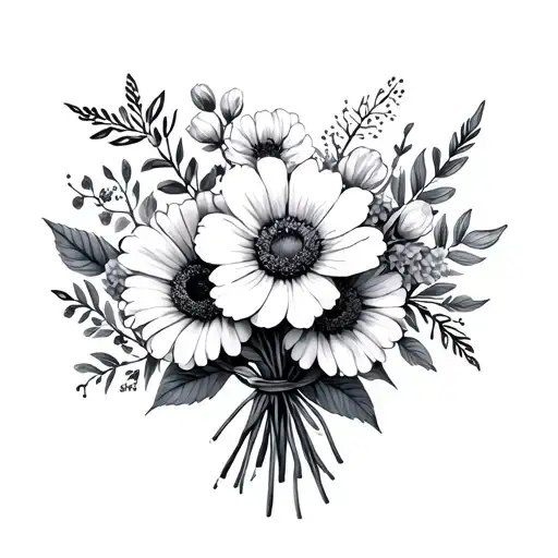 February And August Birth Flower Bouquet Tied