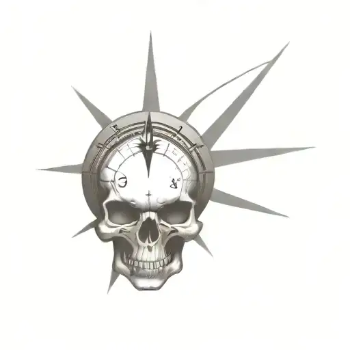 Skull And Flowers Nautical Compass