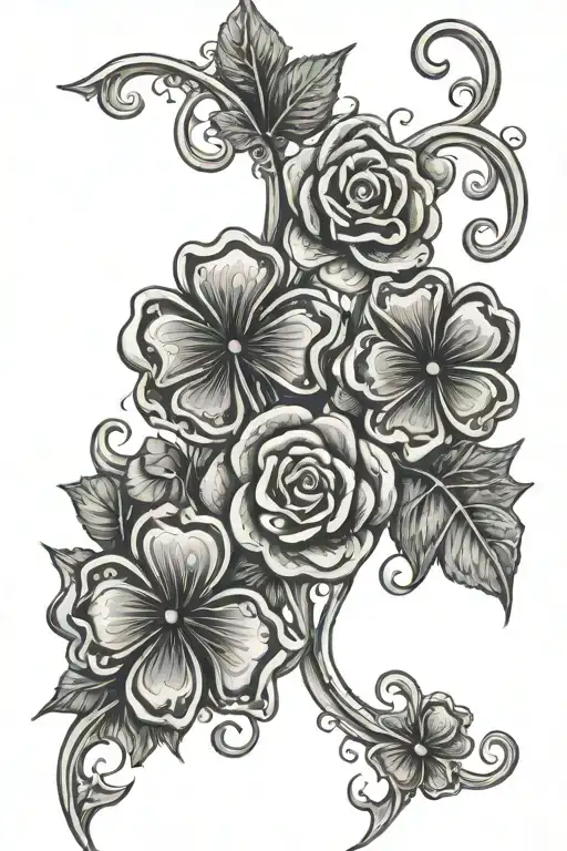 Shamrock Intertwined And Roses Intertwined Vines