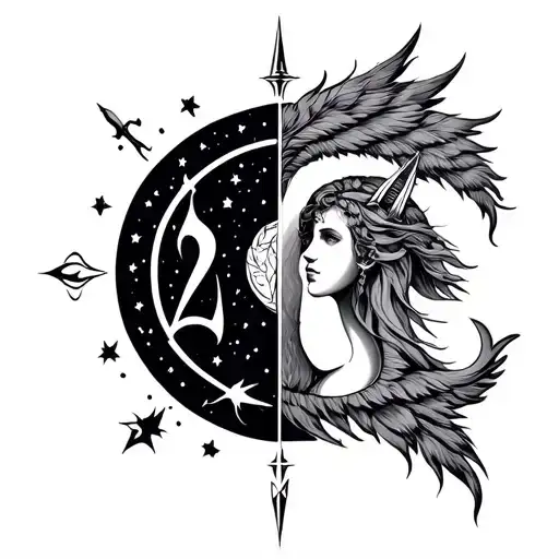 Combine Two Zodiac Sign In One Frame Aquarius And Sagittarius