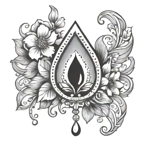 Teardrop With Floral Elemen