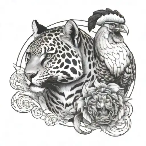 Combination Of Jaguar And Rooster