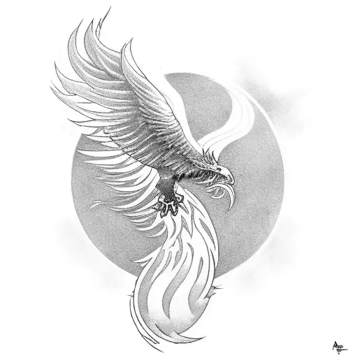 A Tribal Phoenix Rising From A Musical Staff