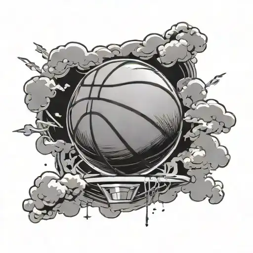 Basketball With Clouds In The Background