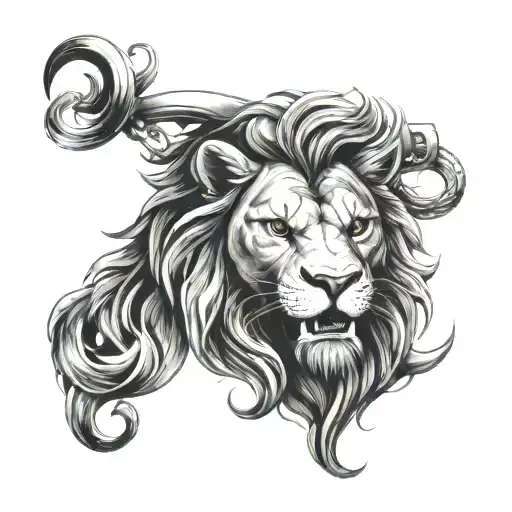 Roaring Lion With Navy Anchor Connected