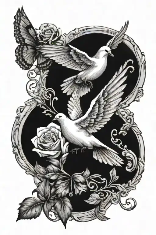 Memorial Tattoo For Mom With Dove And Butter Fly