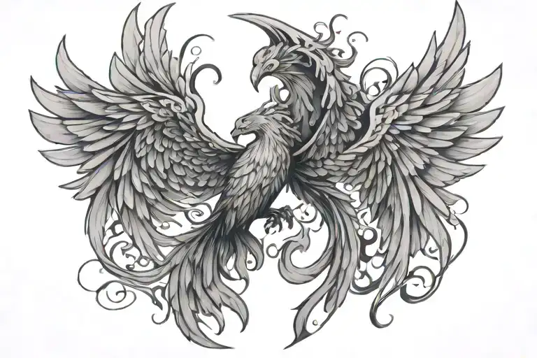 Angel Wings With A Rising Phoenix