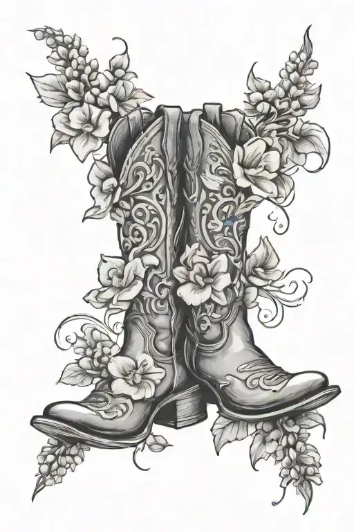 Cowboy Boot With A Larkspur Flower