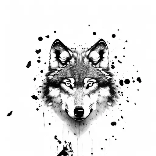 Wolf With Splatter Background