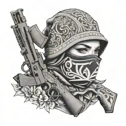Money Kalashnikov Gun Balaclava Mask Women