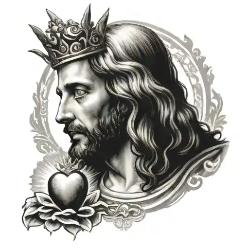 Jesus With Sacred Heart Old Realism Style