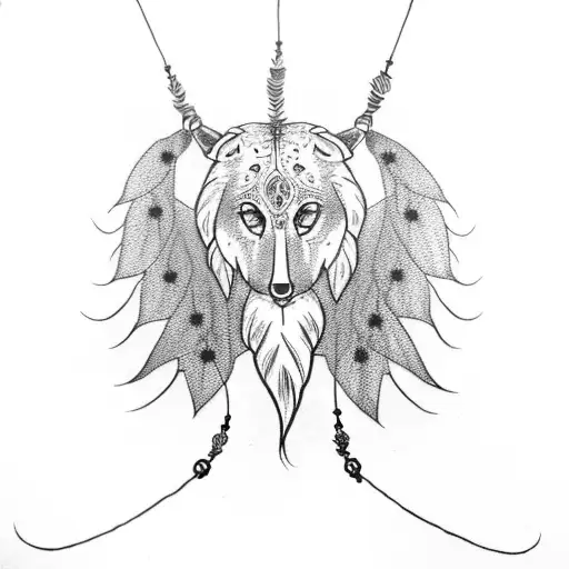 Dreamcatcher With A Paw In The Middle And 3 Feathers Hanging Below