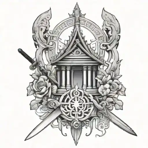 Temple And Samuri Sword