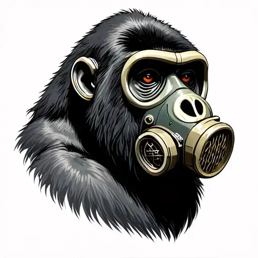 Gorilla Wearing A Gas Mask