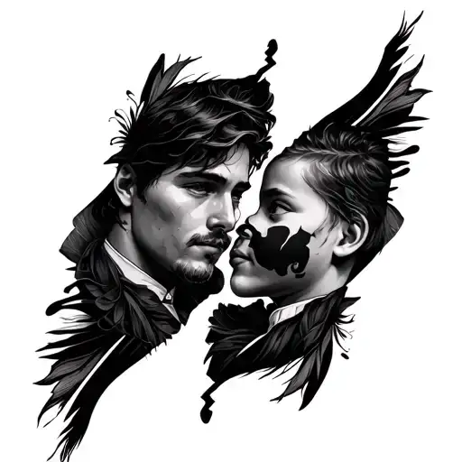 A Tattoo Separated In Two For Two People Who Represent A Link Between Father And Son
