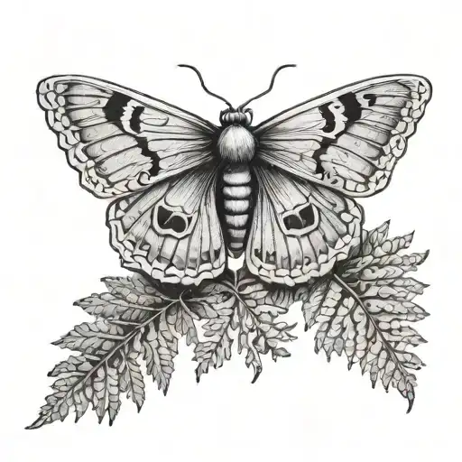 Fern Leaf And Moth Resting