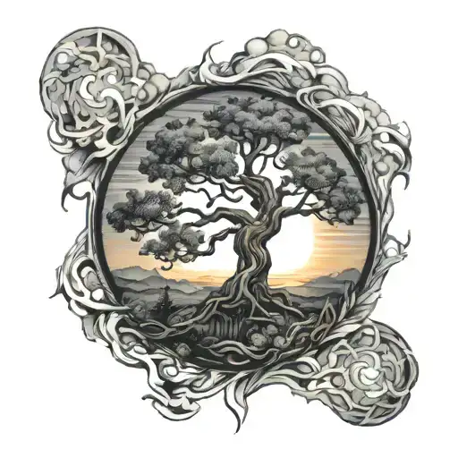 Yggdrasil Van Gogh Sunset Colorful