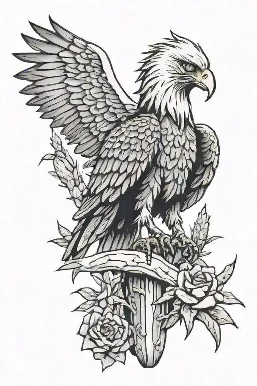 Eagle Skeleton Perched On A Pricaly Cactus