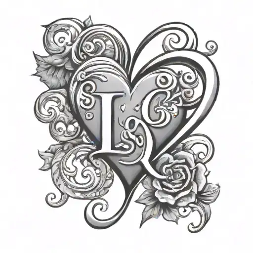 Initial L And E With Heart
