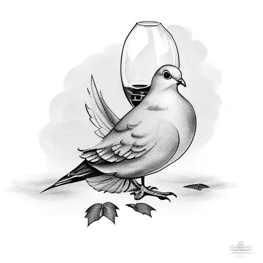Dove Perched On A Glass Of Wine