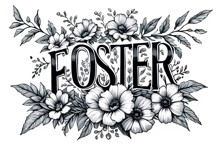 The Name Foster With Flowers And Travel Based Theme Surrounding The Name