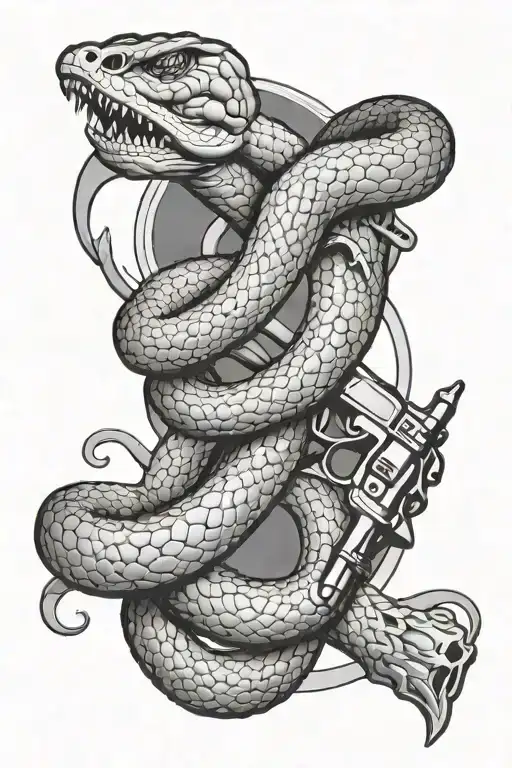 Snake And Gun Intertwined