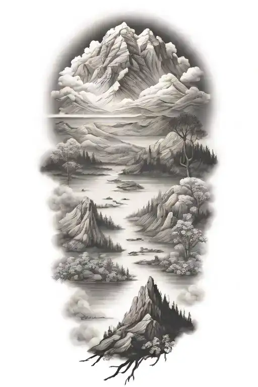 Mountains Trees Lakes Forget Me Nots