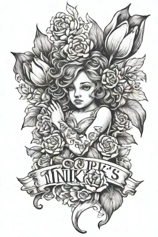 The Word Nikki's With A Tulip Bouquet Surrounded With The World Child Under