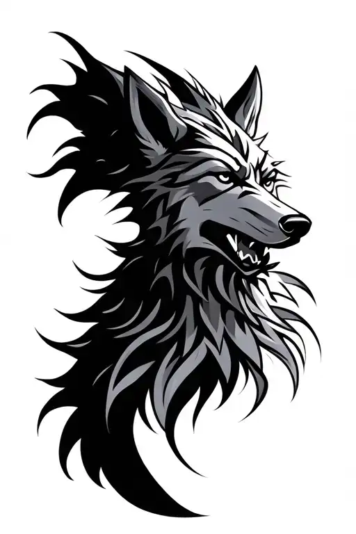 Intimidating Warrior Wolf Silhouette