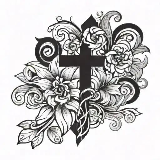 Simple Floral Cross Intertwined
