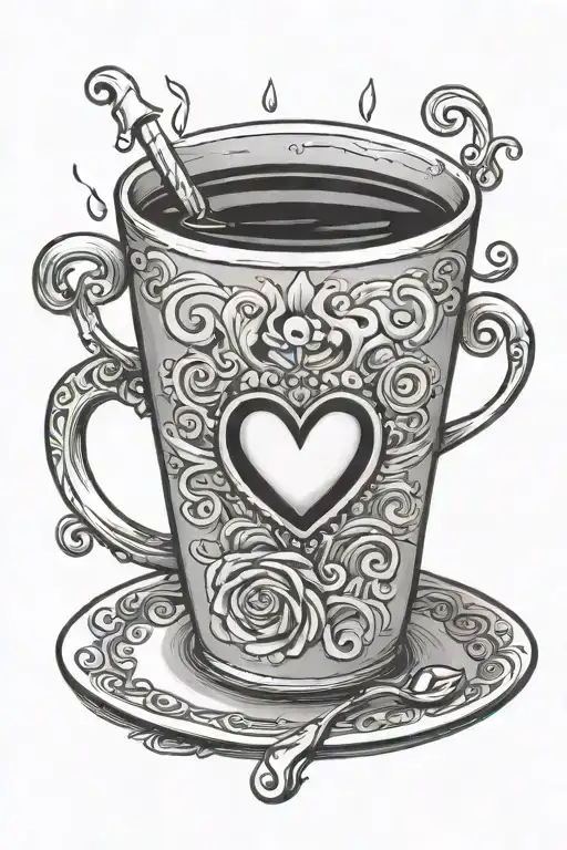 Cup Of Coffee With Mam On The Cup And A Heart