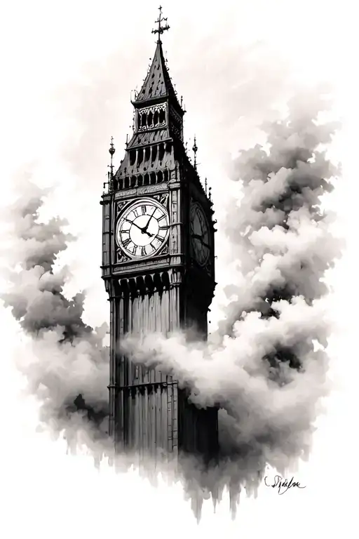 Clock Tower Surrounded By Fog