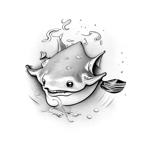 A Detailed Illustration Of A Stingray Playing A Guitar Underwater