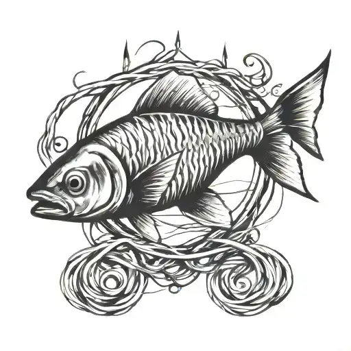 Fishing Line And Heartbeat Line