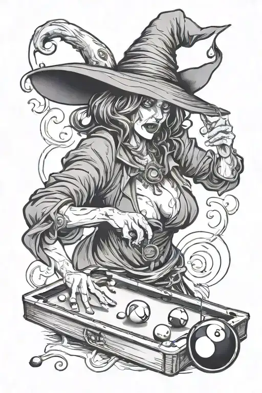 Witch Playing Pool 8 Ball
