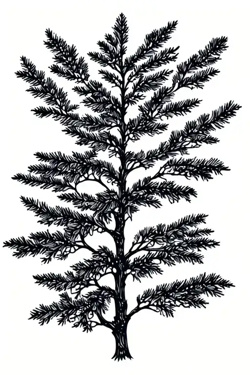 Minimal And Abstract Tatoo Of Artistic Persian Cypress In Line Style