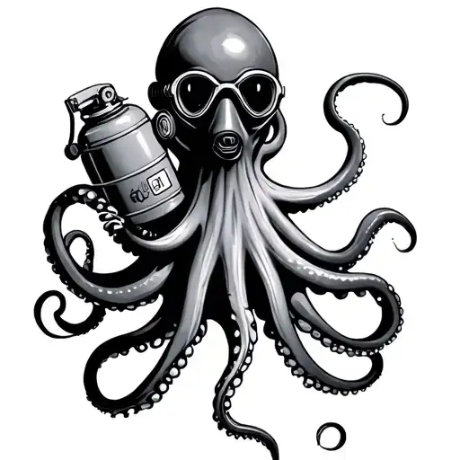 An Octopus Holding A Scuba Tank And Mask In Its Tentacles