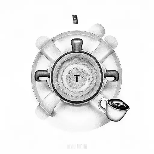 A Coffee Cup With A Steering Wheel As The Handle