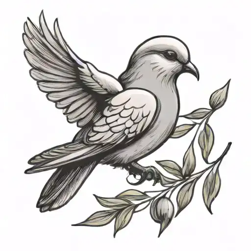 Dove With Olive Branch Representing Freedom