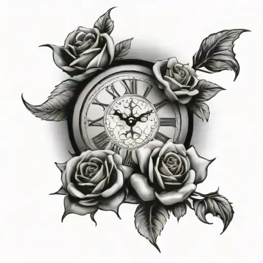 Clock And Roses